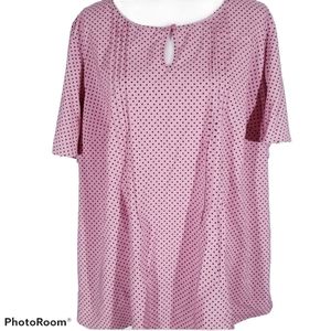 Como Blue Polka Dots Pink Wide Sleeves Top. Size 2X